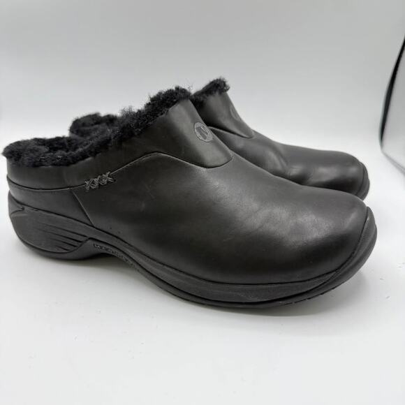 Merrell Fur Lined Black Slip-on Clogs Moc Womens 8 Encore Ice Smooth - Picture 2 of 11